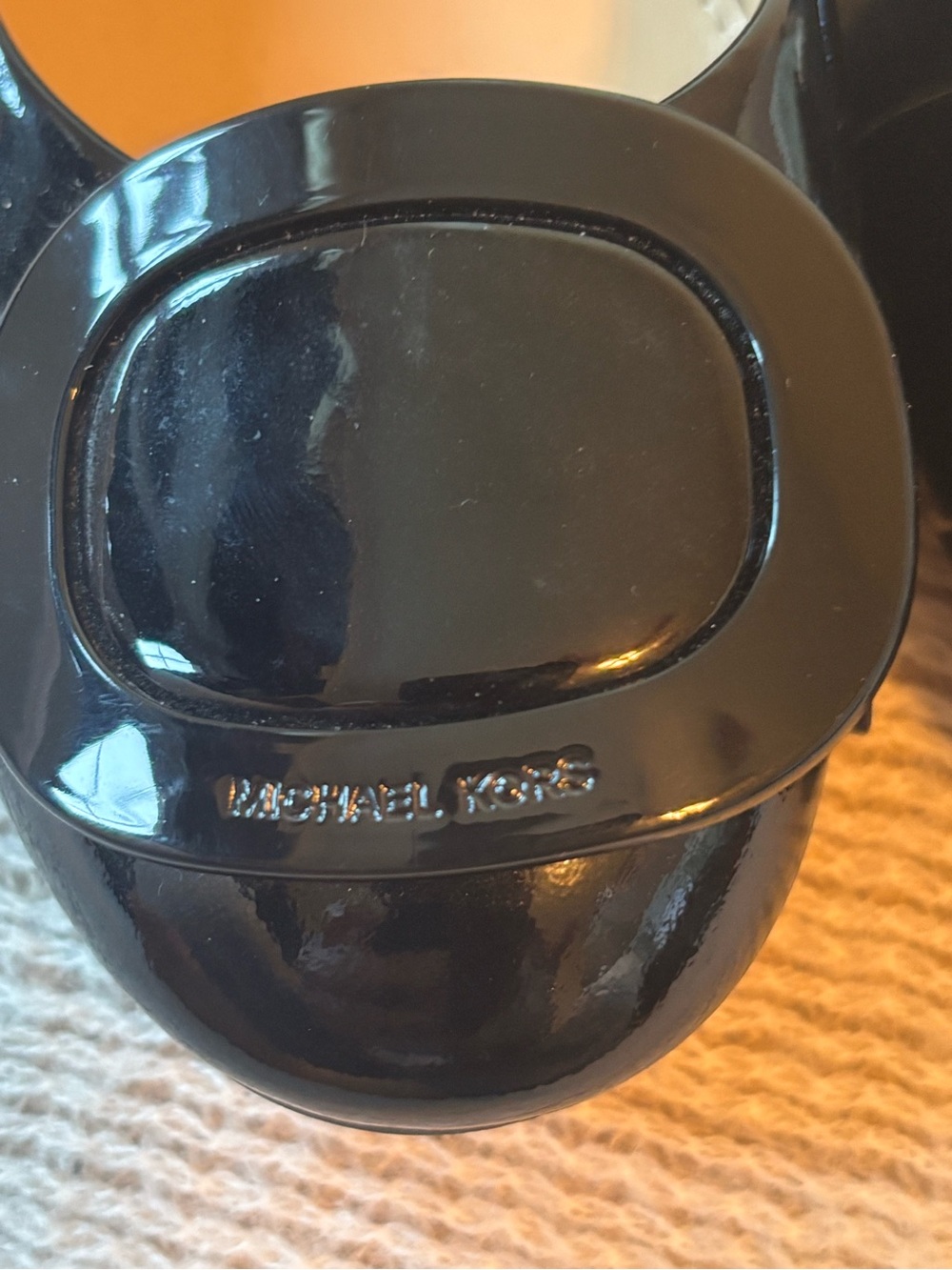 MICHAEL Michael Kors Black Patent Leather Round-Toe Heels with Buckle Accent - Picture 8 of 8
